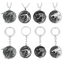 Chaveiro e colar, pingente, Witcher Wolf Head para jogadores