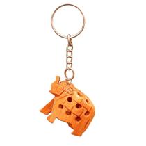 Chaveiro Elefante De Madeira Vado Tromba Cima 4Cm