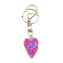 Chaveiro estilo coreano I Love You Heart Pink Leopard Print