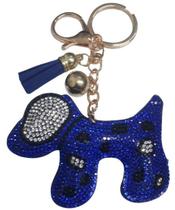Chaveiro Estiloso com Strass e Couro Formato Cachorro