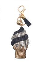 Chaveiro Estiloso com Strass e Couro Formato Sorvete