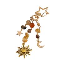 Chaveiro Estiloso Feminino Com Estrelas, Sol E Lua, Acessório De Joalheria Com Pedras De Vidro Para