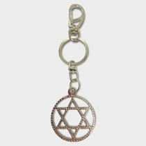 Chaveiro Estrela de Davi Em Metal Níquel Aro 14 Cm Chaveiro Estrela de Davi Em Metal Níquel Aro 14 Cm