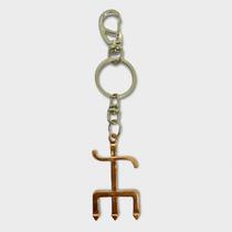 Chaveiro Exu Tridente Dourado Em Metal Níquel 15 Cm