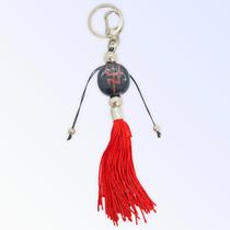 Chaveiro Exu Tridente vermelho e preto murano 16 cm
