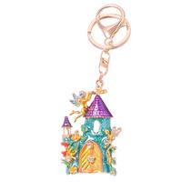 Chaveiro Fairy Castle para mulheres, liga de esmalte colorido Chaveiro Fairy Castle para mulheres, liga de esmalte colorido