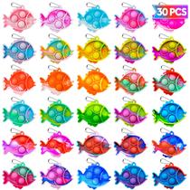 Chaveiro Fidget Toy Genuvi Pop Fish - Pacote com 30 Unidades para Crianças