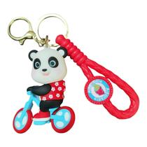 Chaveiro Fofinho Panda Bike Emborrachado Realista 3D G 58