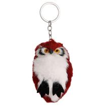 Chaveiro fofo, coruja fofa, pássaro de pelúcia macio com chaveiro vermelho