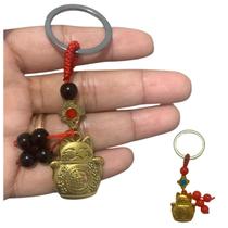 Chaveiro Fortune Chinês Maneki Neko Gato da Sorte em Metal