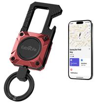 Chaveiro, funciona com o Apple Find My, chaveiro pesado, abridor de garrafas, mosquetão, chaveiros de carro com rastreador GPS, localizador de chaves, rastreador Bluetooth para bagagem, crianças, bolsas e muito mais, recarregável, vermelho