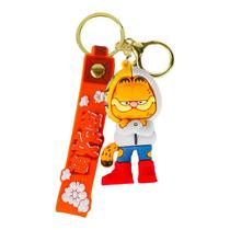 Chaveiro Garfield Cute Cat Chaveiro de PVC com capuz branco