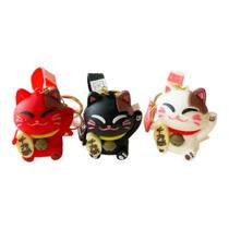 Chaveiro Gato Da Sorte Maneki Neko Com Alça Mosquetão