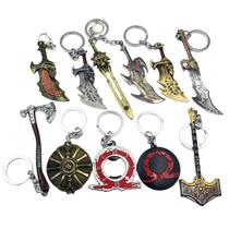 Chaveiro God of War Kratos: espada, machado, escudo, metal