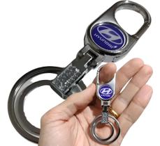 Chaveiro Hyundai Argola Dupla Metal Mosquetão Acessório Chave Carro Presente