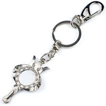 Chaveiro Iemanjá Abebe Coroa Espelho Prateado 15 cm Metal