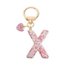 Chaveiro Inicial Brilhante Rosa Para Mulheres E Meninas Com Charms De Coração Para Mochila E Bolsa