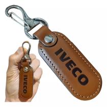 Chaveiro Iveco Couro Marrom Chave Mosquetão Carro Moto Luxo