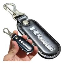 Chaveiro Kawasaki Preto Couro Metal Acessório Chave Moto Mosquetão Argola Presente Chaveiro Kawasaki Preto Couro Metal Acessório Chave Moto Mosquetão Argola Presente
