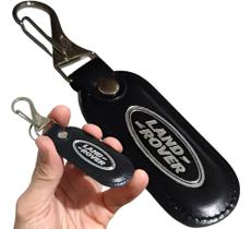 Chaveiro Land Rover Couro Preto Mosquetão Acessório Chave Carro Bolsa Presente