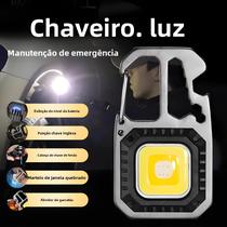 Chaveiro LED COB Recarregável - 8 Modos de Luz, Alta Lumens, Portátil para Camping