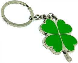 Chaveiro Lucky Four Leaf Clover, joias de aço inoxidável