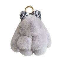 Chaveiro macio e fofo de coelho de pelúcia de pelúcia 12 cm cinza Chaveiro macio e fofo de coelho de pelúcia de pelúcia 12 cm cinza