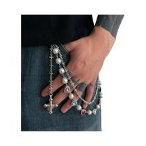 Chaveiro Masculino Punk Com Strass Em Forma De Coração, Pingente Hip Hop Jesus, Corrente Para Cinto