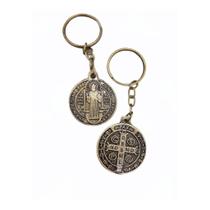 Chaveiro Medalha São Bento Metal Marca CAF Dourado 8cm