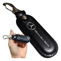 Chaveiro Mercedes Benz Couro Preto Chave Carro Mosquetão Argola Chaveiro Mercedes Benz Couro Preto Chave Carro Mosquetão Argola