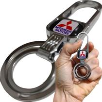 Chaveiro Metal Mitsubishi Mosquetão Chave Carro Argola Dupla Metal Cromado Chaveiro Metal Mitsubishi Mosquetão Chave Carro Argola Dupla Metal Cromado