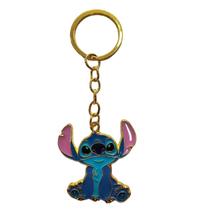 Chaveiro Metal Stitch Sentado Azul Dourado - Lilo Stitch