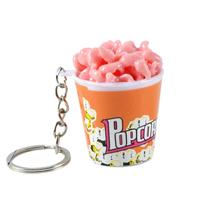 Chaveiro Mini balde de pipoca em PVC para mulheres e homens rosa
