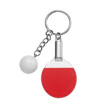Chaveiro: mini pingue-pongue, remo e bola de tênis de mesa vermelha