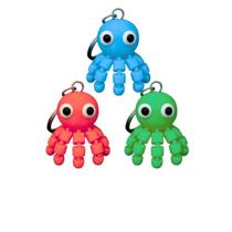 Chaveiro Mini Polvo Articulado Acessório para Bolsas, Chaves
