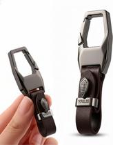 Chaveiro Mosquetão Argola de Metal e Couro Chave Casa Carro Moto Mochila Caminhão Masculino Feminino