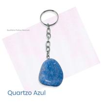 Chaveiro Natural De Pedra Quartzo Azul Polido - Calma
