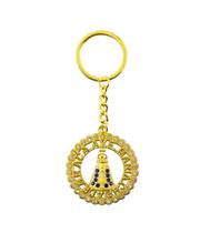 Chaveiro Nossa Senhora Aparecida Aura Circular Dourada 5cm
