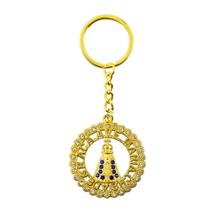 Chaveiro Nossa Senhora Aparecida Aura Circular Dourada 5cm