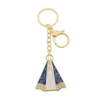 Chaveiro Nossa Senhora Aparecida com Strass e Mosquete Dourado