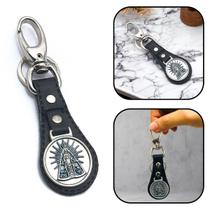 Chaveiro Nossa Senhora Aparecida Couro Preto Luxo Prateado Chaveiro Nossa Senhora Aparecida Couro Preto Luxo Prateado