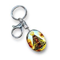 Chaveiro Nossa Senhora Aparecida Redondo com Mosquetão Prata Chaveiro Nossa Senhora Aparecida Redondo com Mosquetão Prata
