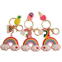 Chaveiro Nuvem Arco Íris Colorido Com Pingentes Kawaii