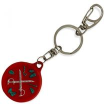 Chaveiro Ogum Vermelho Espada Em Resina 13 Cm Proteção E