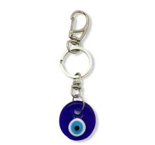 Chaveiro Olho Grego 3 Cm Redondo ul Em Metal E Murano