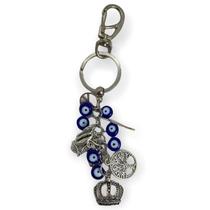 Chaveiro Olho Grego Cachos Azul Escuro em Murano 12 Cm Chaveiro Olho Grego Cachos Azul Escuro em Murano 12 Cm