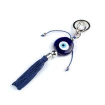 Chaveiro Olho Grego Murano Azul Escuro Pompom 16 cm Chaveiro Olho Grego Murano Azul Escuro Pompom 16 cm