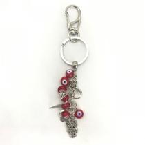 Chaveiro Olho Grego Murano Cacho Vermelho 12 Cm