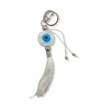 Chaveiro Olho Grego Murano Pompom Branco 16 Cm Chaveiro Olho Grego Murano Pompom Branco 16 Cm