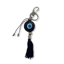 Chaveiro Olho Grego Murano Preto Pompom 16 Cm